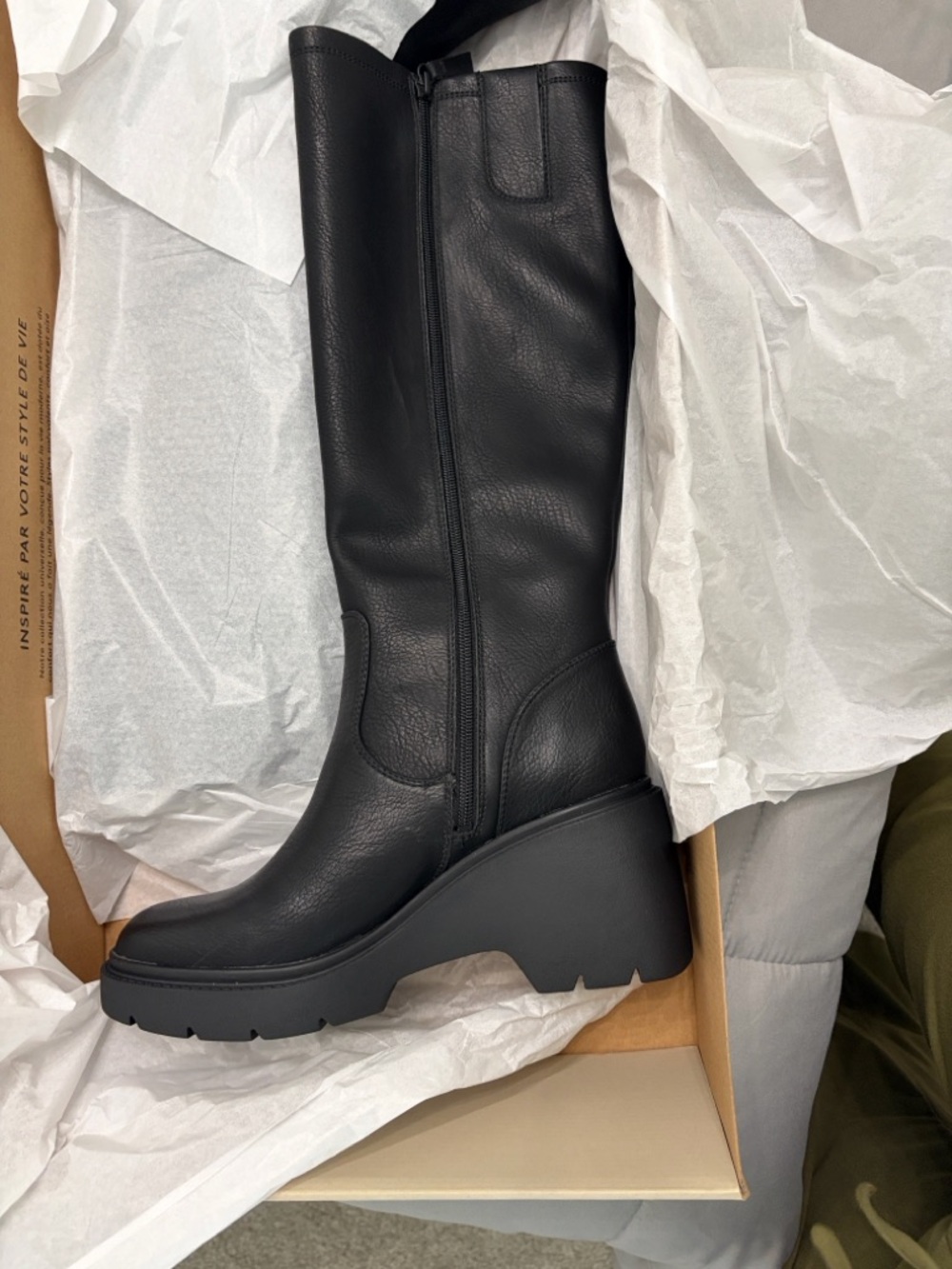 Naturalizer Black Wedge Knee-High Boot